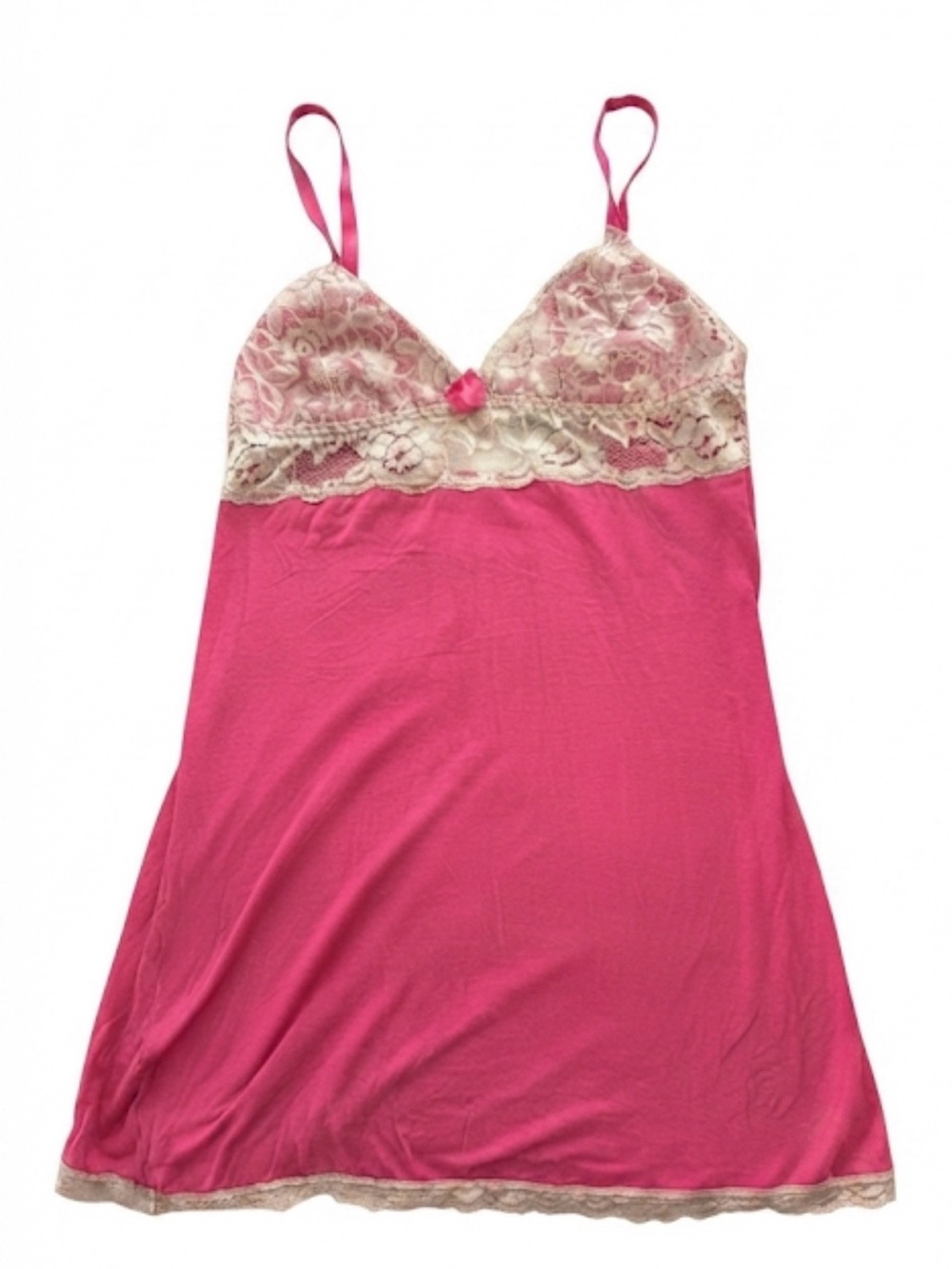 Native intimates Women's Pink Lace Trim Slip Nightdress